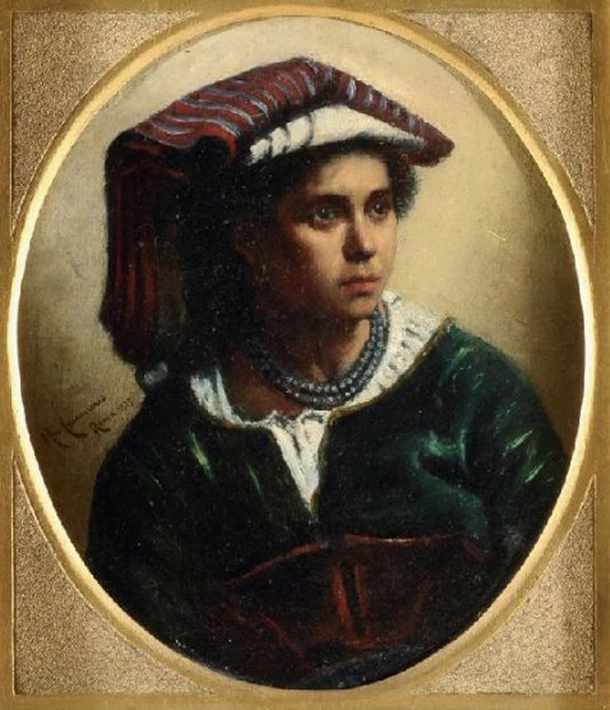 Popolana con collana verde